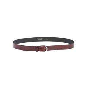 MARTINA MORI Burgundy Made In Italy Leather Crocodile Embossed Belt